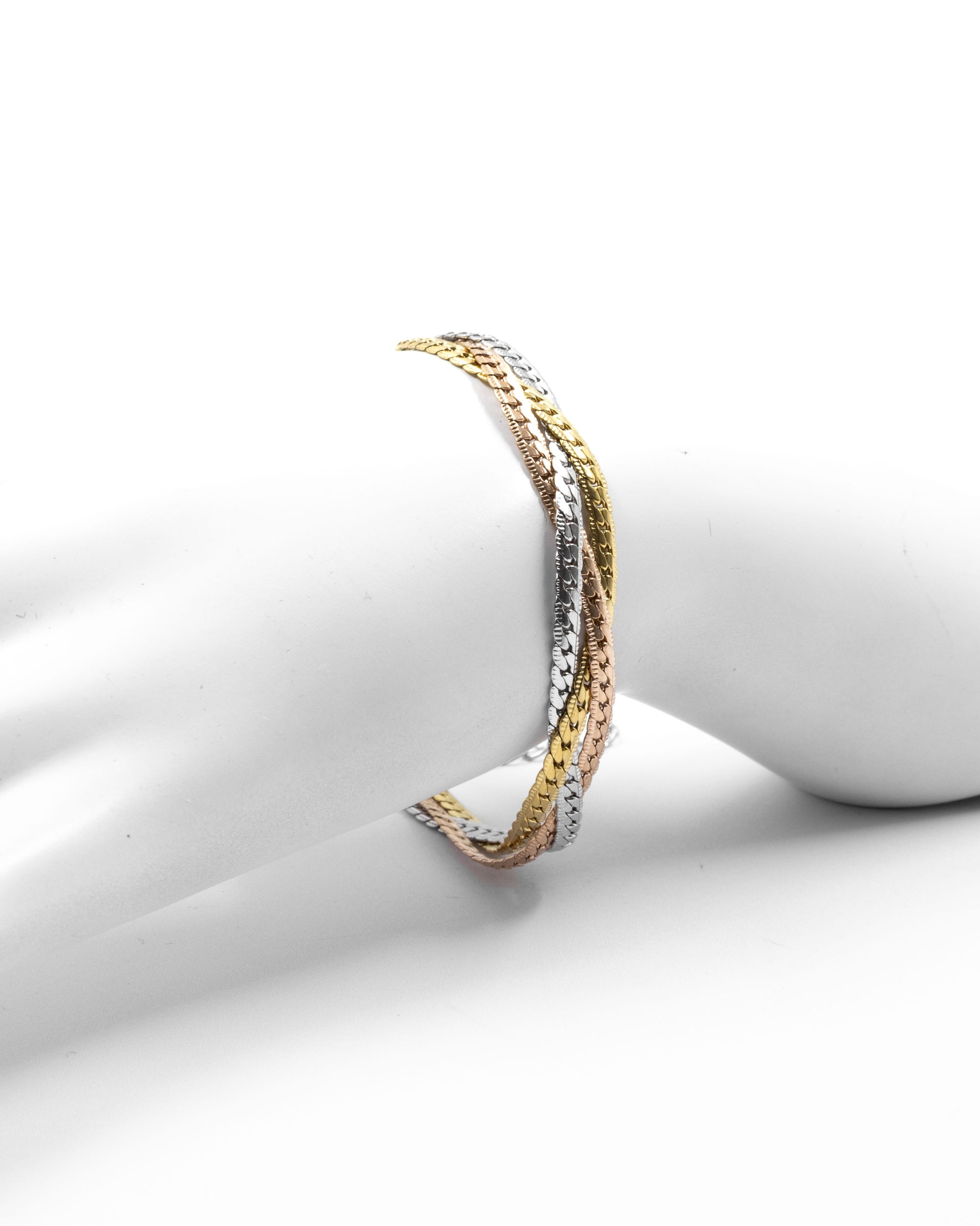 Pulsera Trenzada de Tres colores Oro Laminado