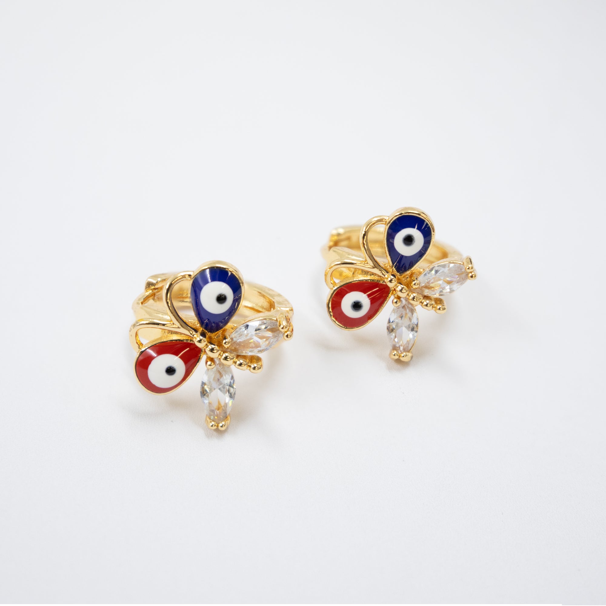 Arete Dorado de Ojo Turco con Piedras M5 Oro Laminado