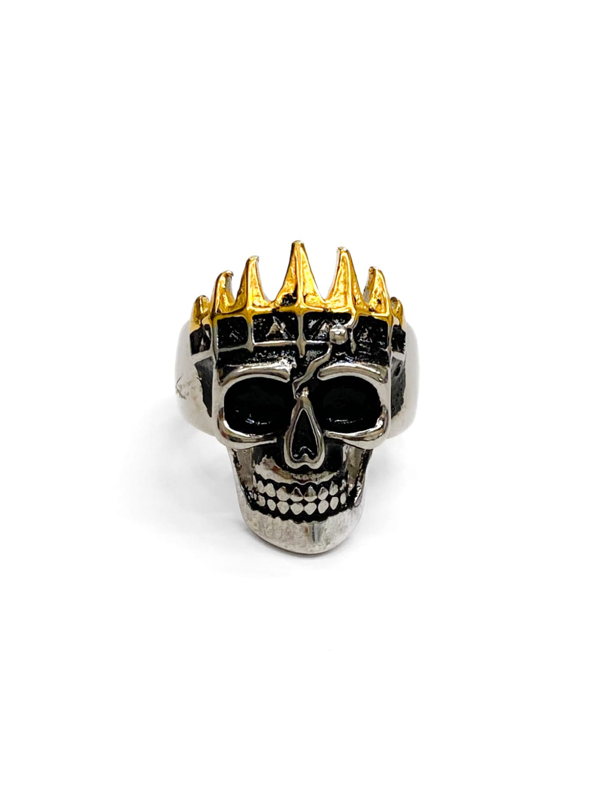 Anillo Calavera Dorado y Plateado Acero Inoxidable M19