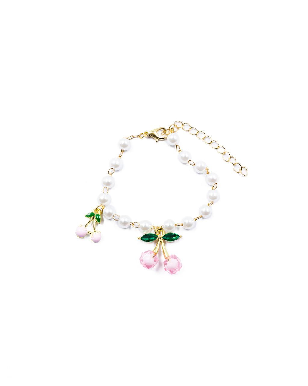 PULSERA DE PERLAS CON DIJE DE FRUTAS - M2 ORO LAMINADO