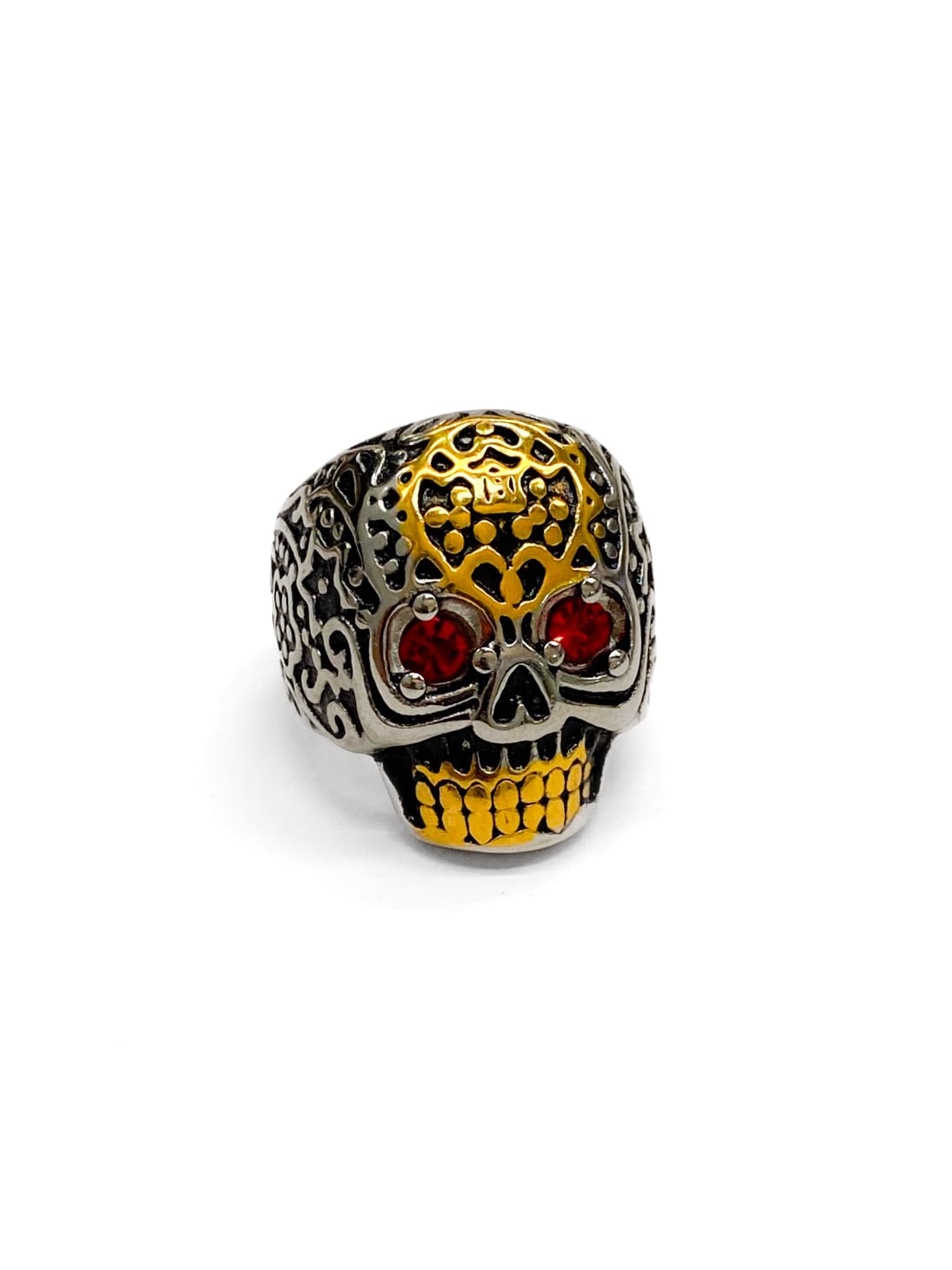 Anillo Calavera Dorado y Plateado Acero Inoxidable M20