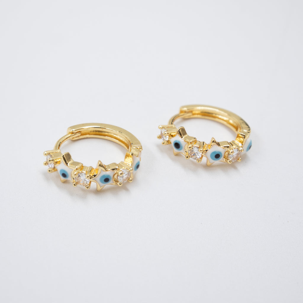 Arete Dorado de Ojo Turco con Piedras M3 Oro Laminado