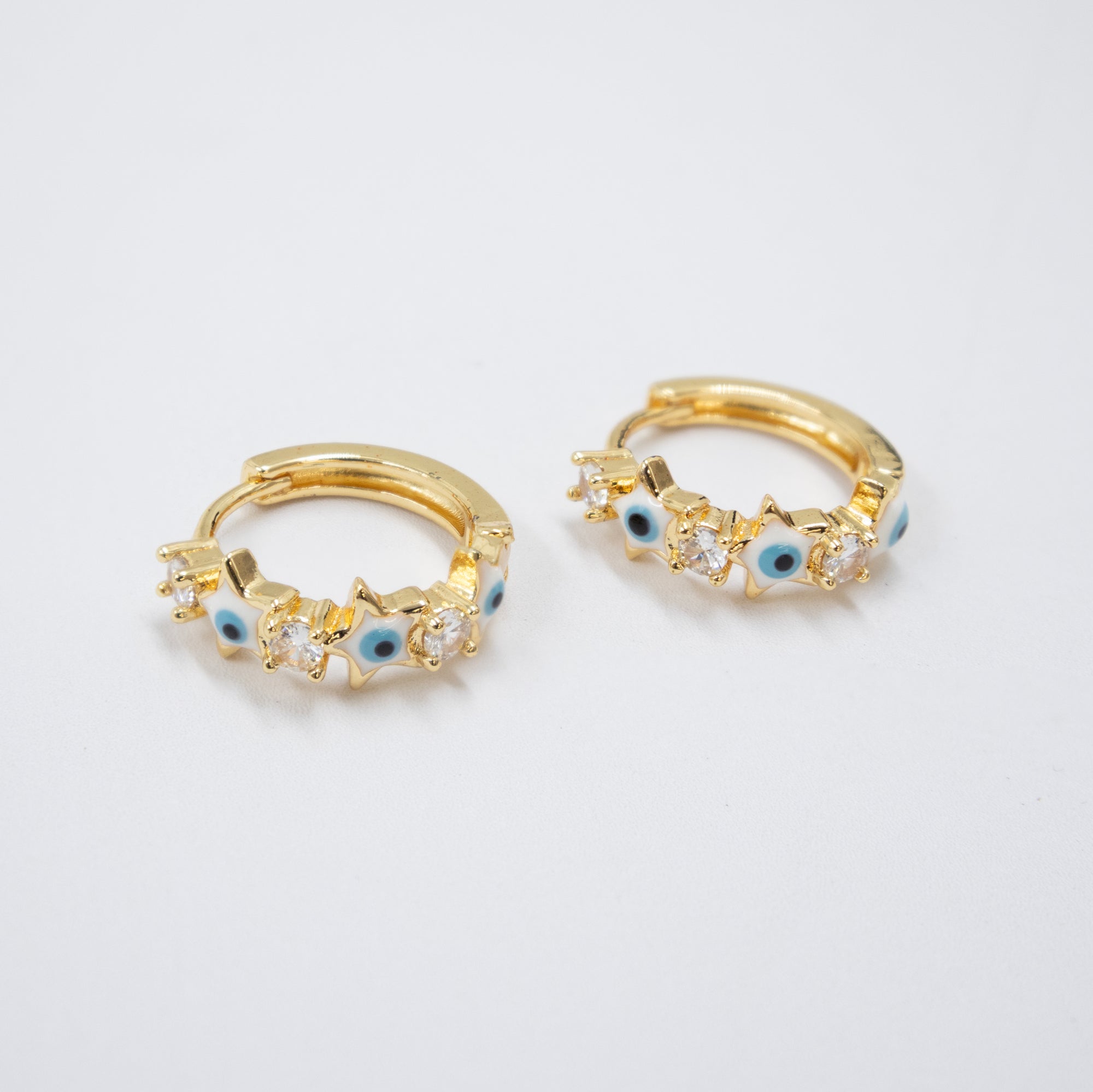 Arete Dorado de Ojo Turco con Piedras M3 Oro Laminado