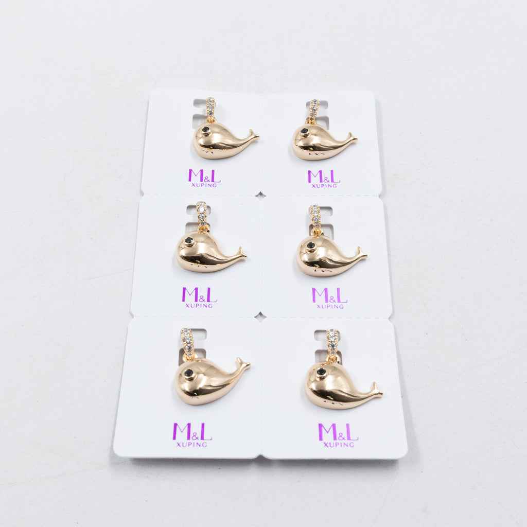 Paquete de 6 dijes con Piedras Oro Rosado  M2 Oro Laminado