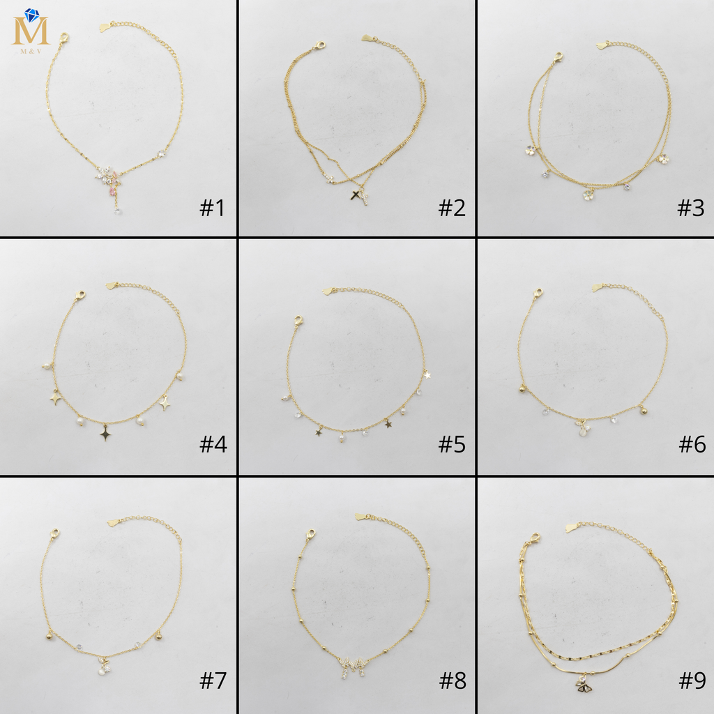 Tobilleras Doradas Ajustables M10 Oro Laminado