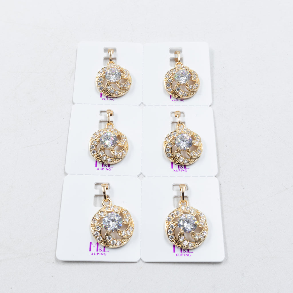 Paquete de 6 dijes con Piedras Oro Rosado  M1 Oro Laminado