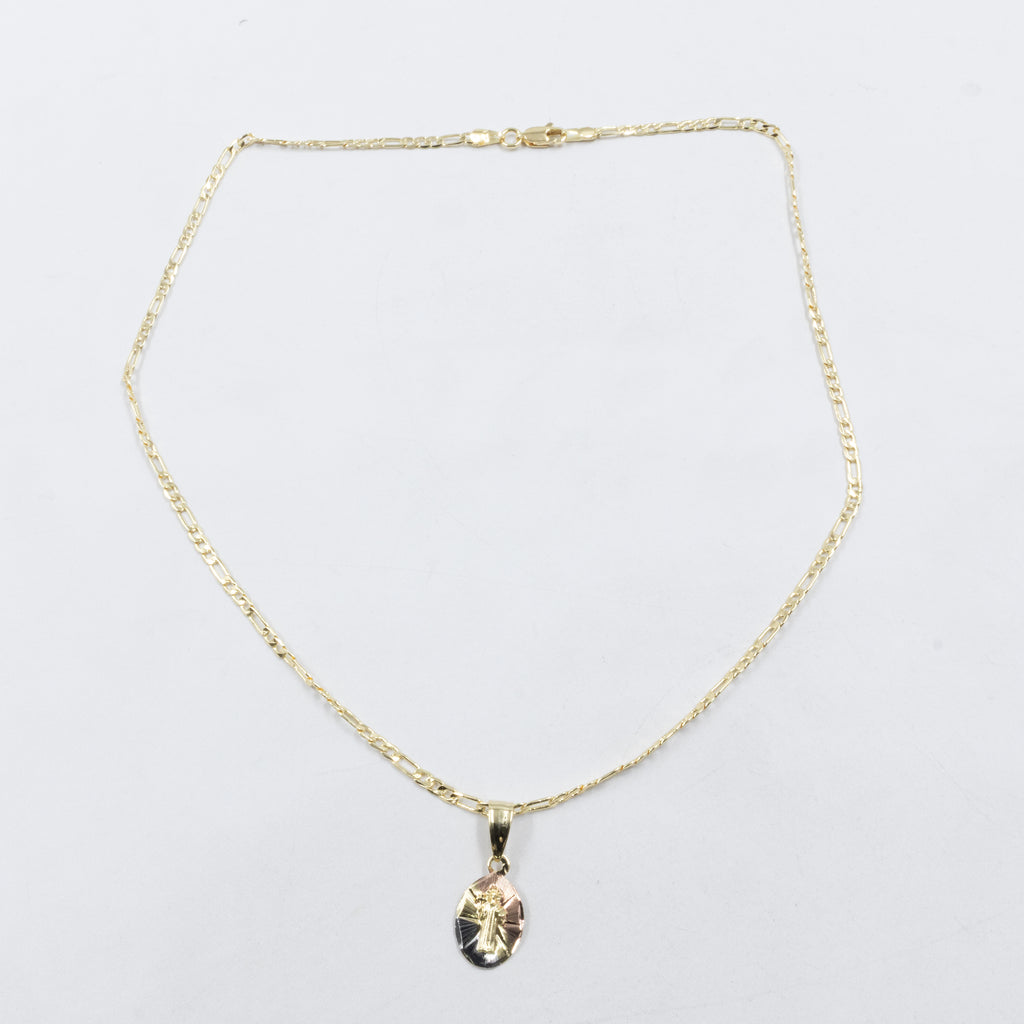 Collar con Dije Religioso Dorado M1 Oro Laminado