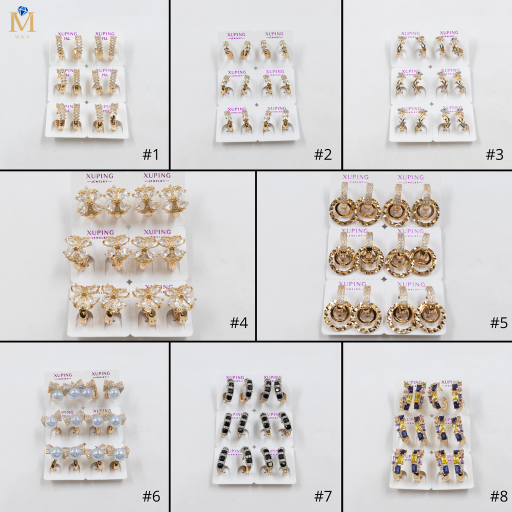 Paquete de 6 pares de Aretes Xuping Dorado M16 Oro Laminado