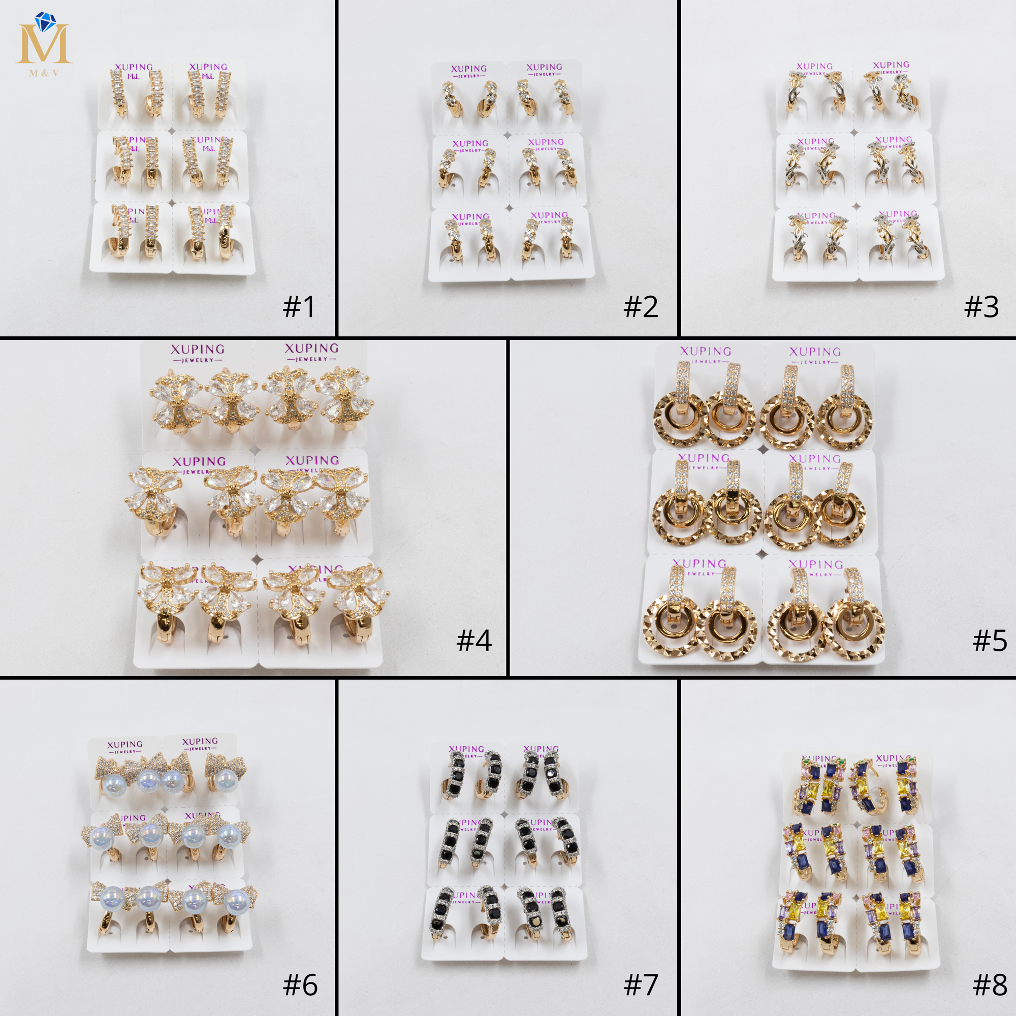 Paquete de 6 pares de Aretes Xuping Dorado M16 Oro Laminado