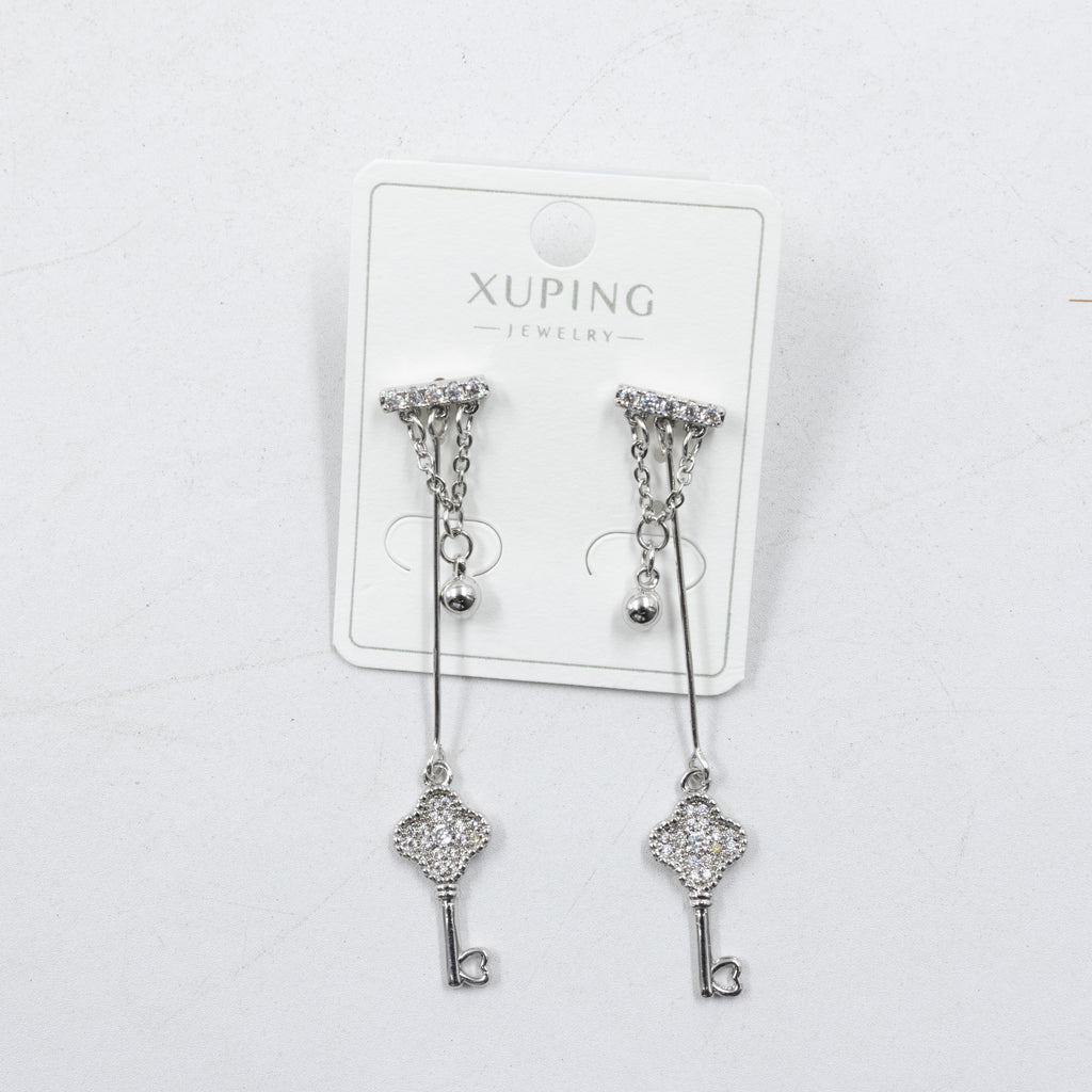 Aretes Plateados con Piedras Xuping M8 Oro Laminado