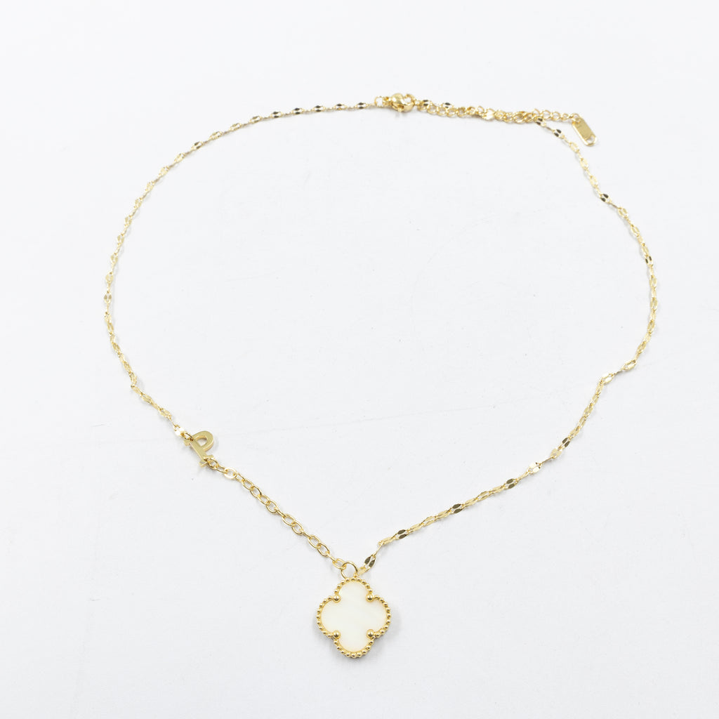 Collares Dorados con dijes de letra P, R, S y dije de Trebol M5 Oro Laminado