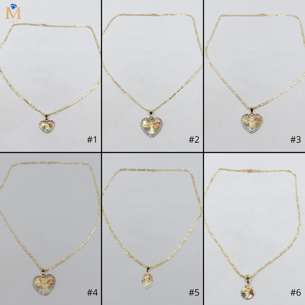 Collar con Dije Religioso Dorado M1 Oro Laminado