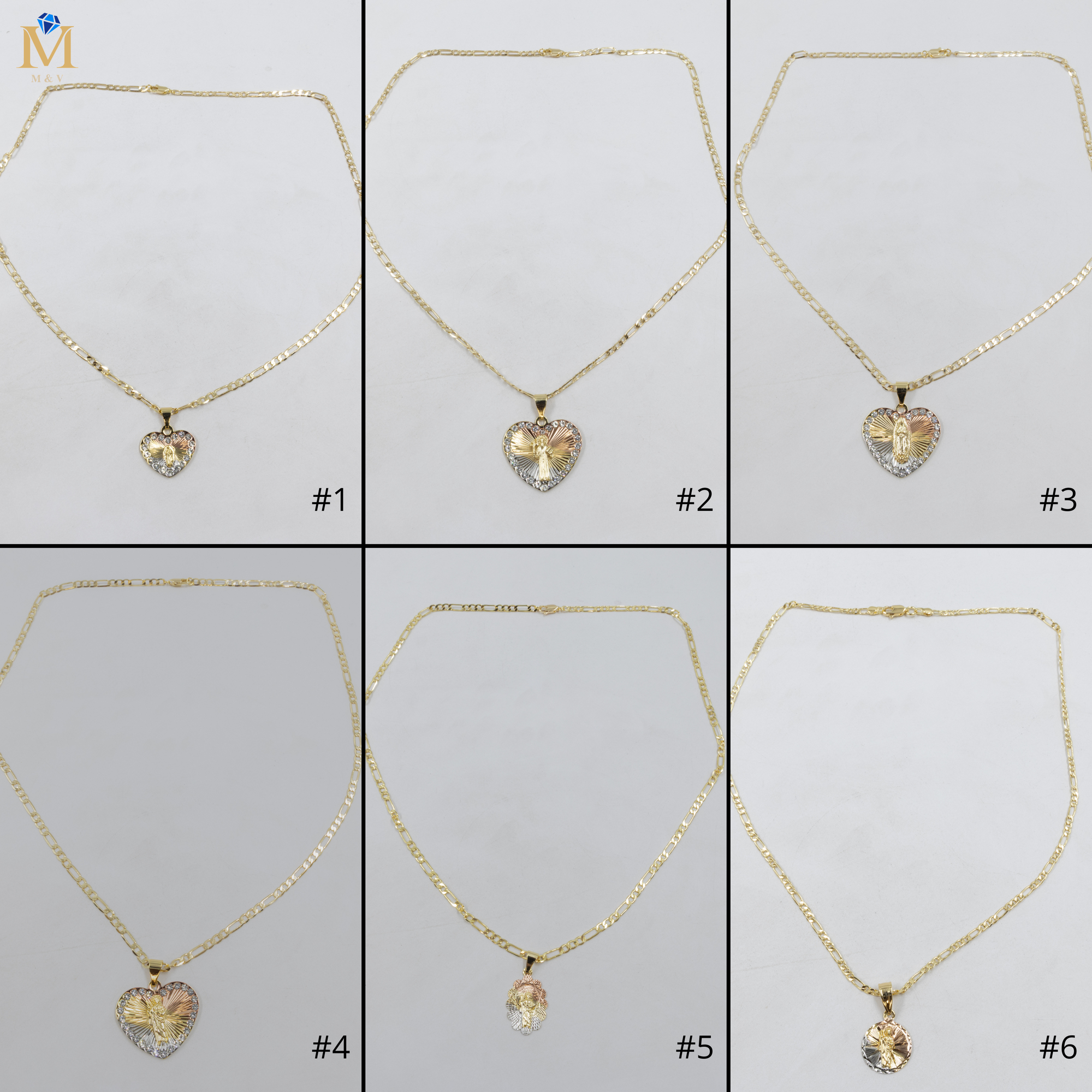 Collar con Dije Religioso Dorado M1 Oro Laminado