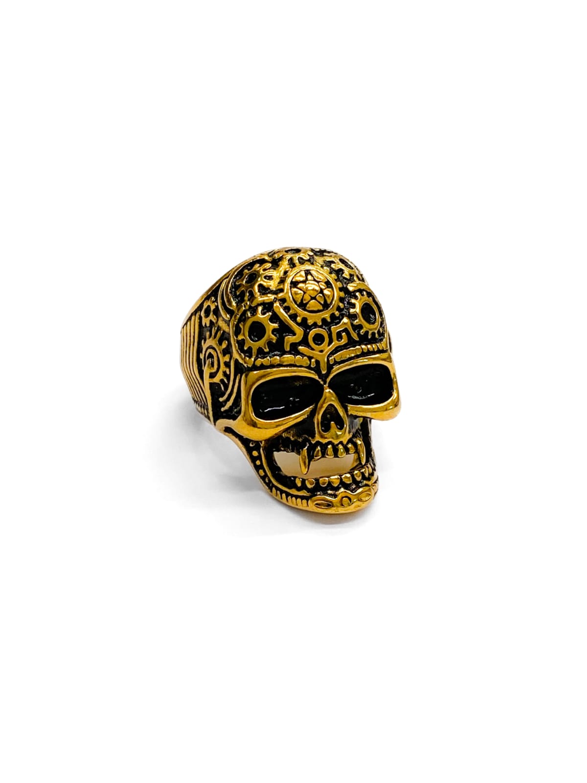Anillo Calavera Dorado y Plateado Acero Inoxidable M20