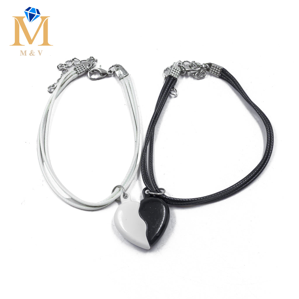 Pulseras de Corazón de Pareja con imán M3 Oro Laminado