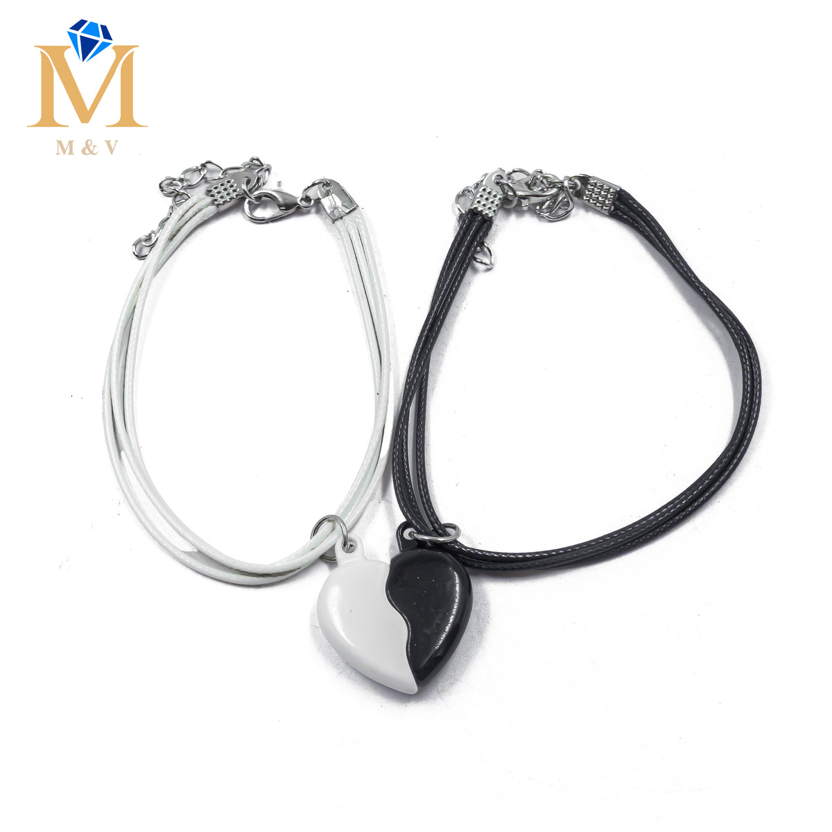 Pulseras de Corazón de Pareja con imán M3 Oro Laminado