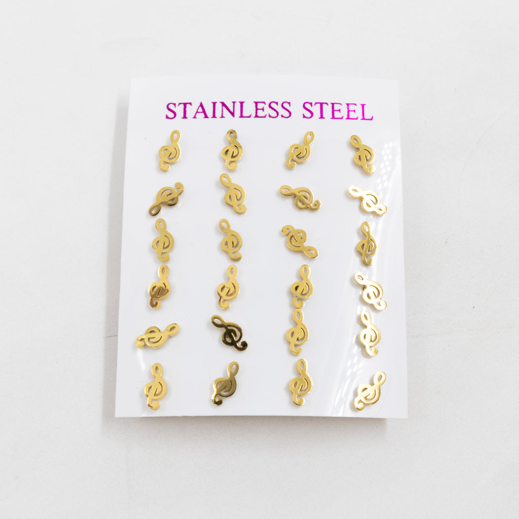 Paquete de 12 Pares de Aretes Dorados M8 Acero Inoxidable