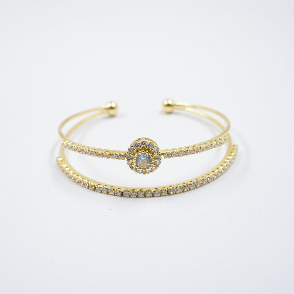 Pulsera dorada y Plateadas con piedras M3 Oro Laminado