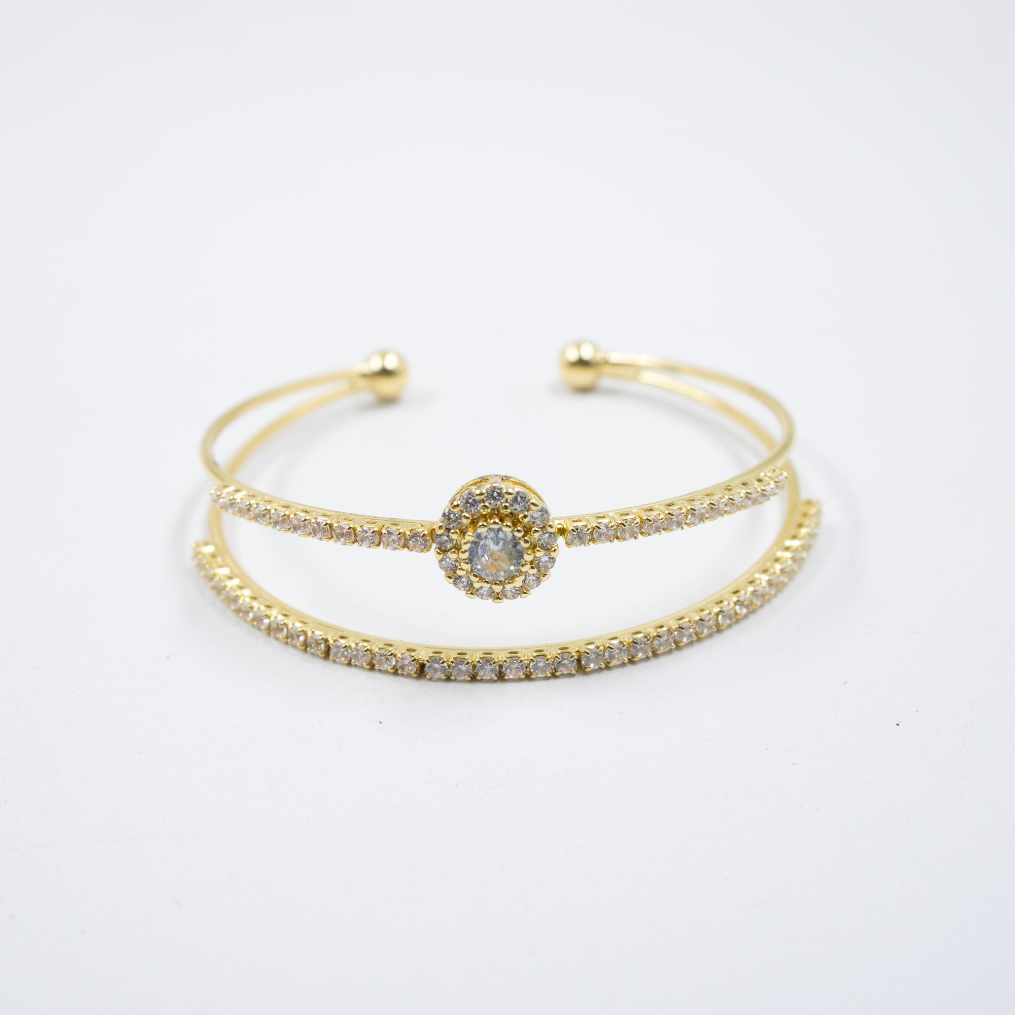 Pulsera dorada y Plateadas con piedras M3 Oro Laminado