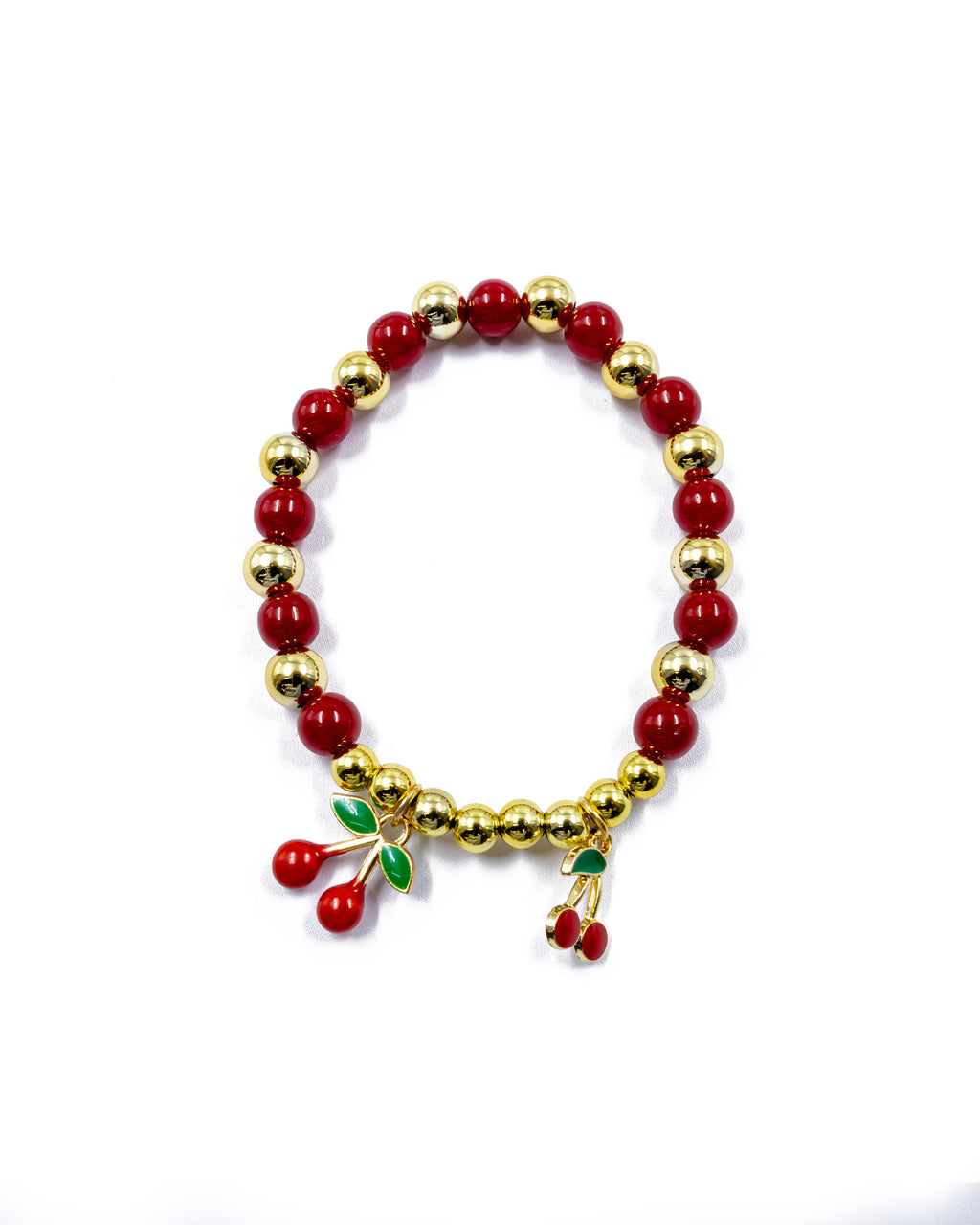 PULSERA DE PERLAS CON DIJE DE FRUTAS - M3 ORO LAMINADO