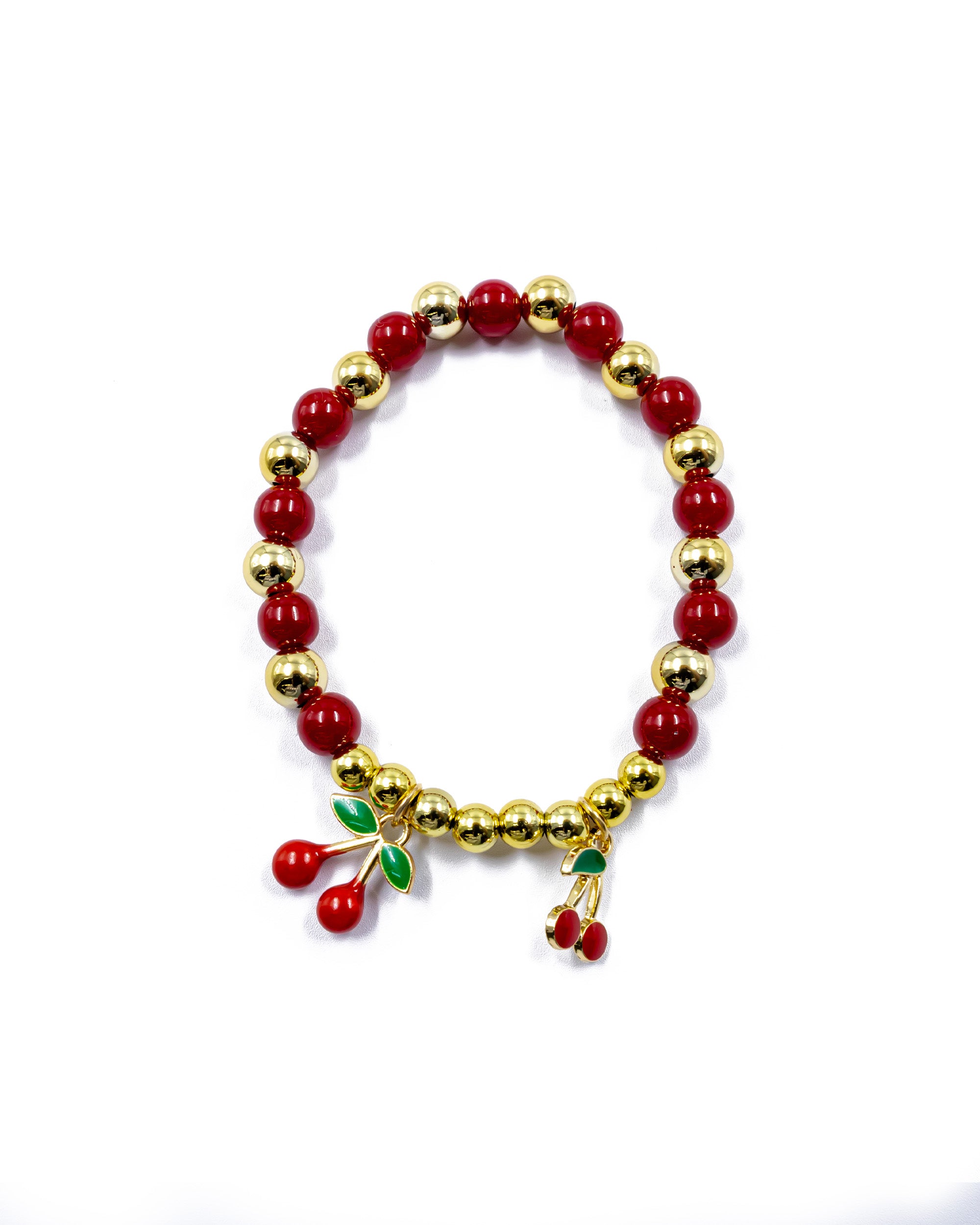 PULSERA DE PERLAS CON DIJE DE FRUTAS - M3 ORO LAMINADO