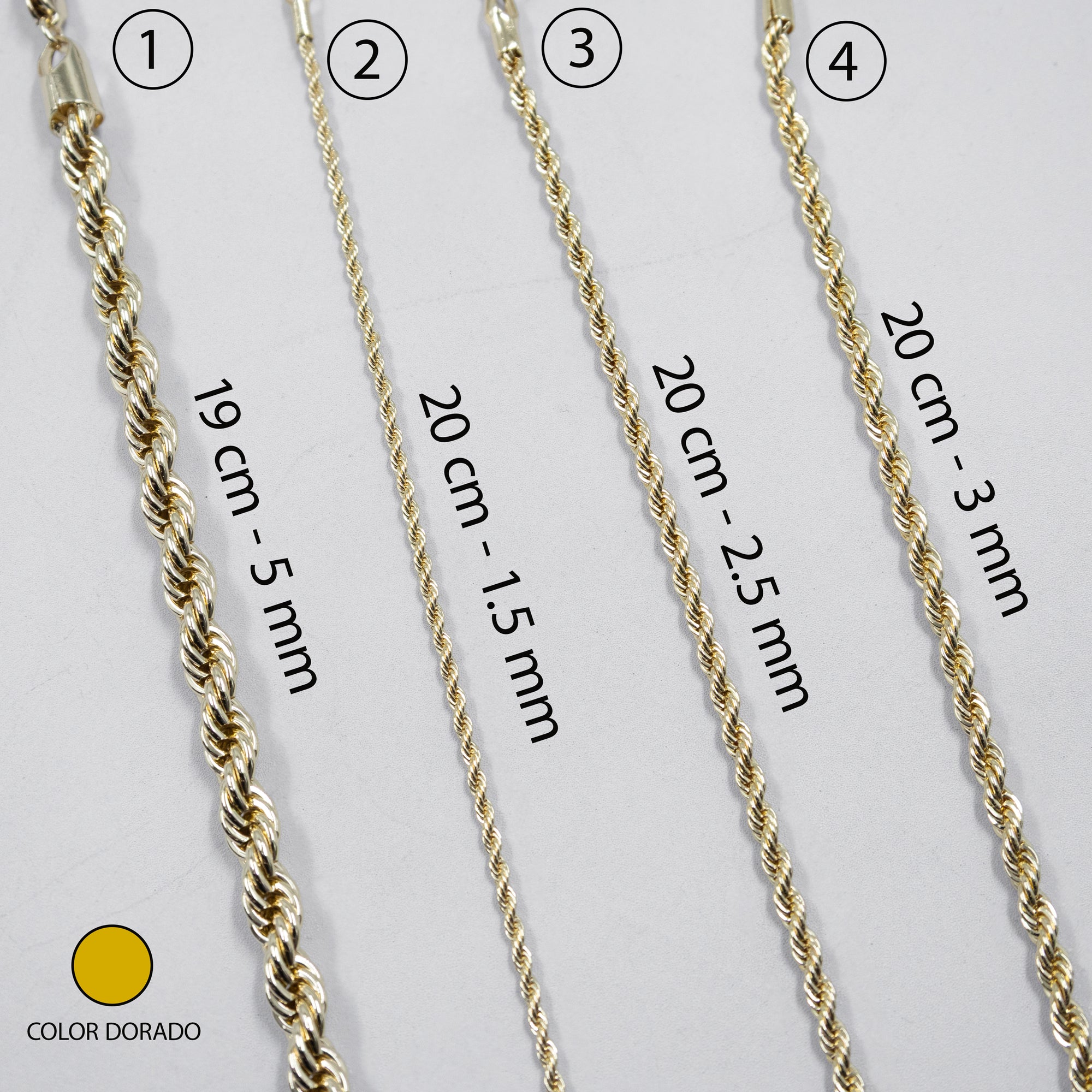 Pulsera Dorada Torsal 19 y 20 cm M4 Oro Laminado