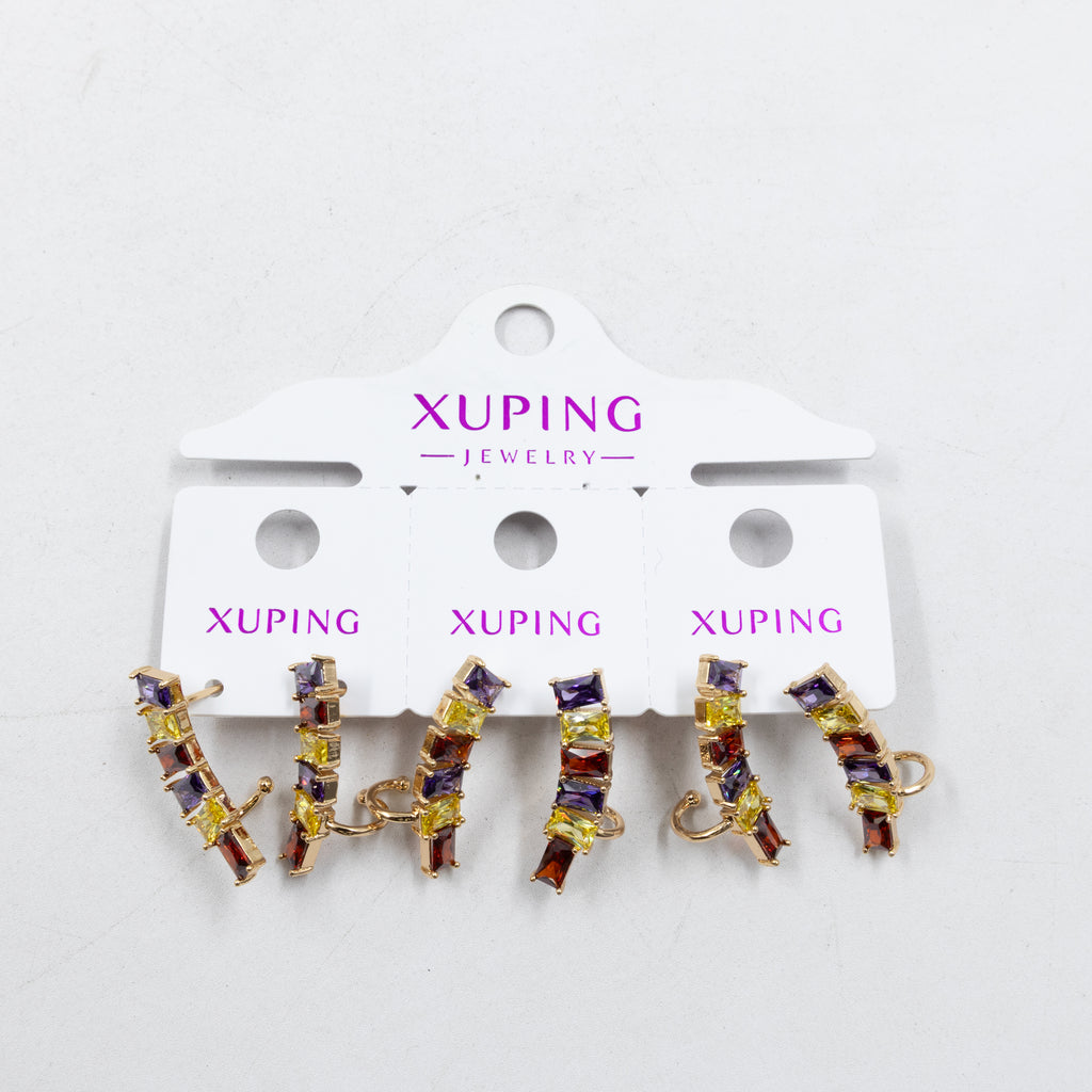 Paquete de tres pares de Aretes Dorados Xuping con piedras M7 Oro Laminado