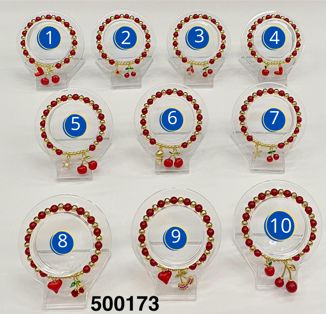 PULSERA DE CEREZA TIPO PANDORA M1 ACERO INOXIDABLE