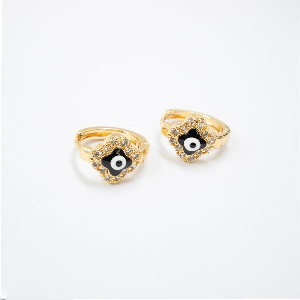 Arete Dorado de Ojo Turco con Piedras M4 Oro Laminado