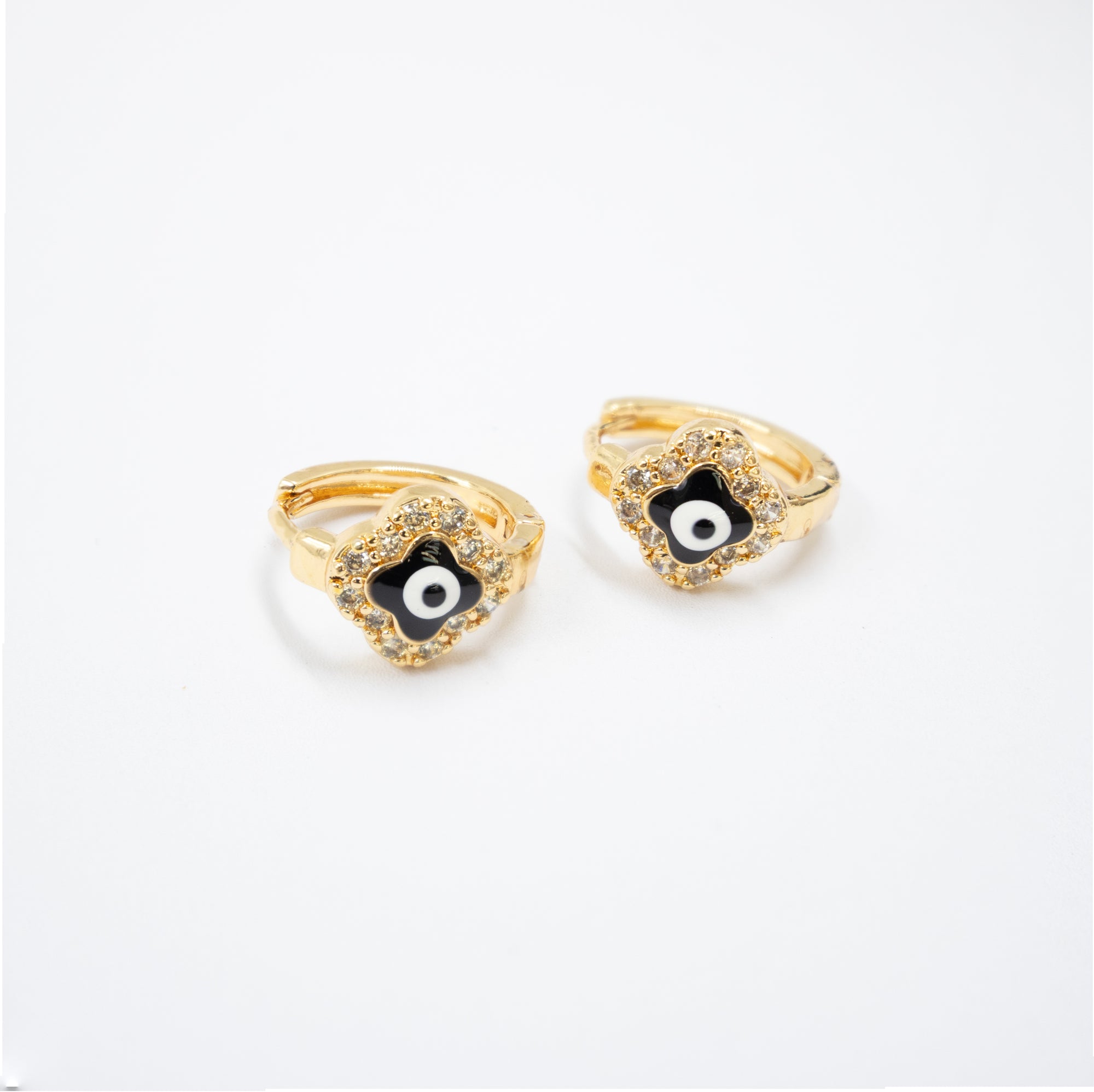 Arete Dorado de Ojo Turco con Piedras M4 Oro Laminado