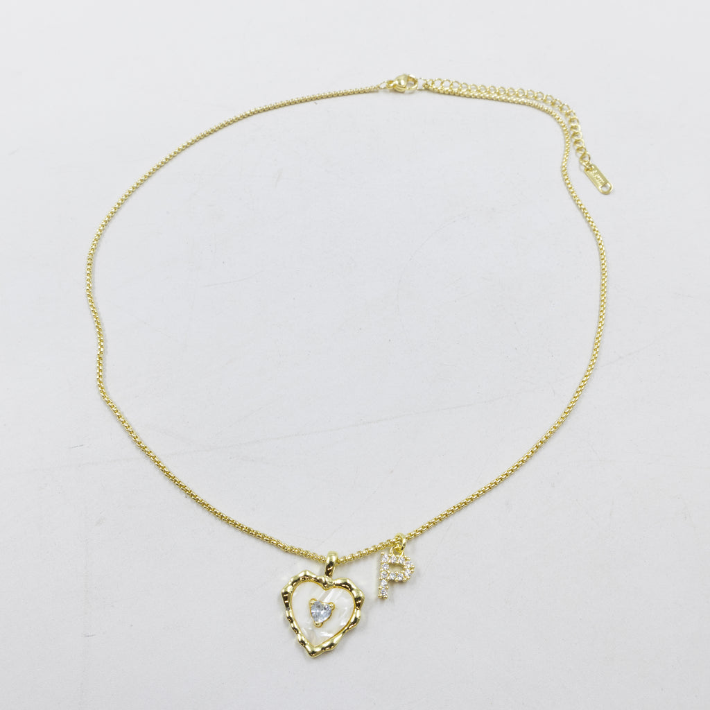 Collares Dorados con dije de Letra y corazon M3 Oro Laminado