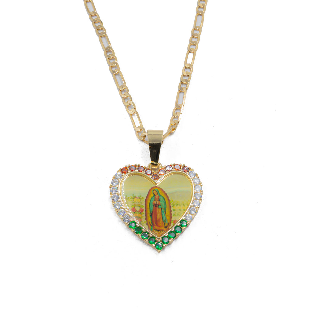Collar con Dije Religioso Dorado M2 Oro Laminado