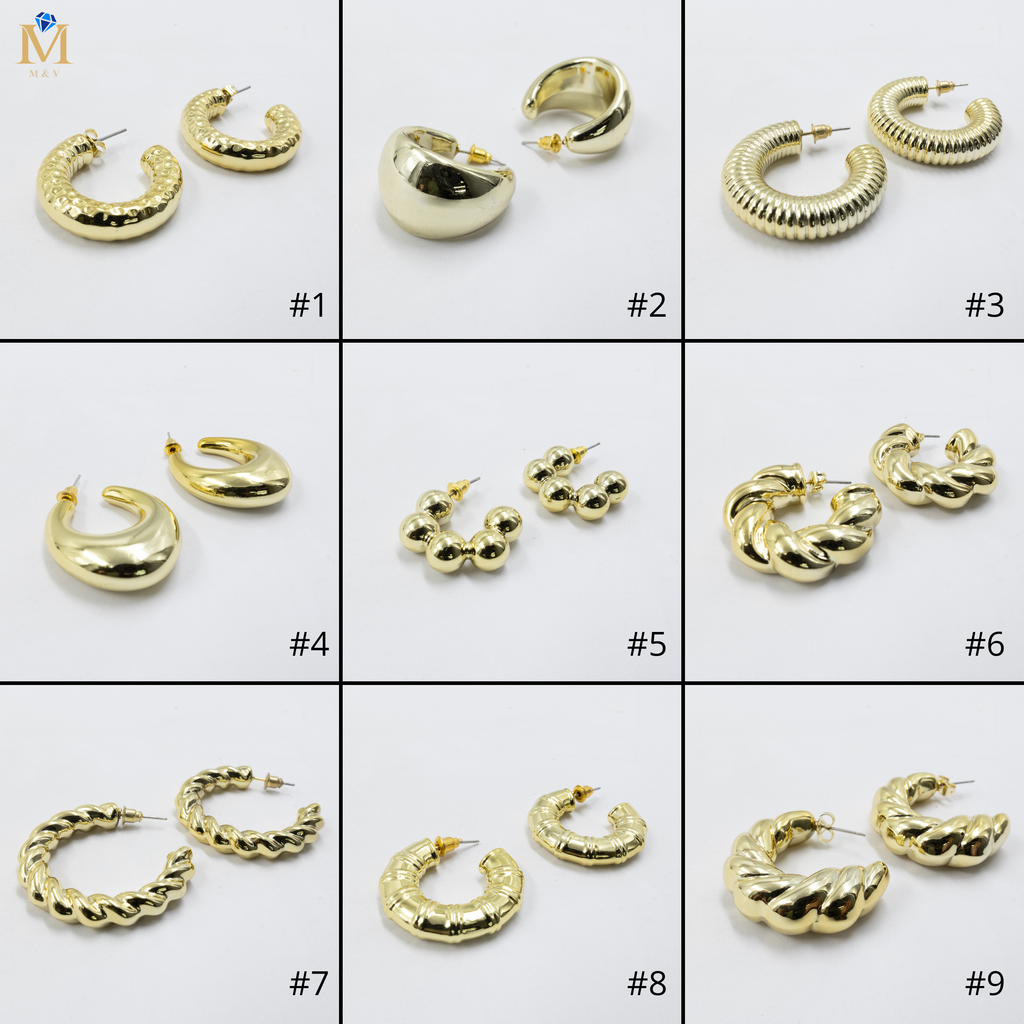 Aretes Dorados Diferentes Diseños 26/05/26 M1 Oro Laminado