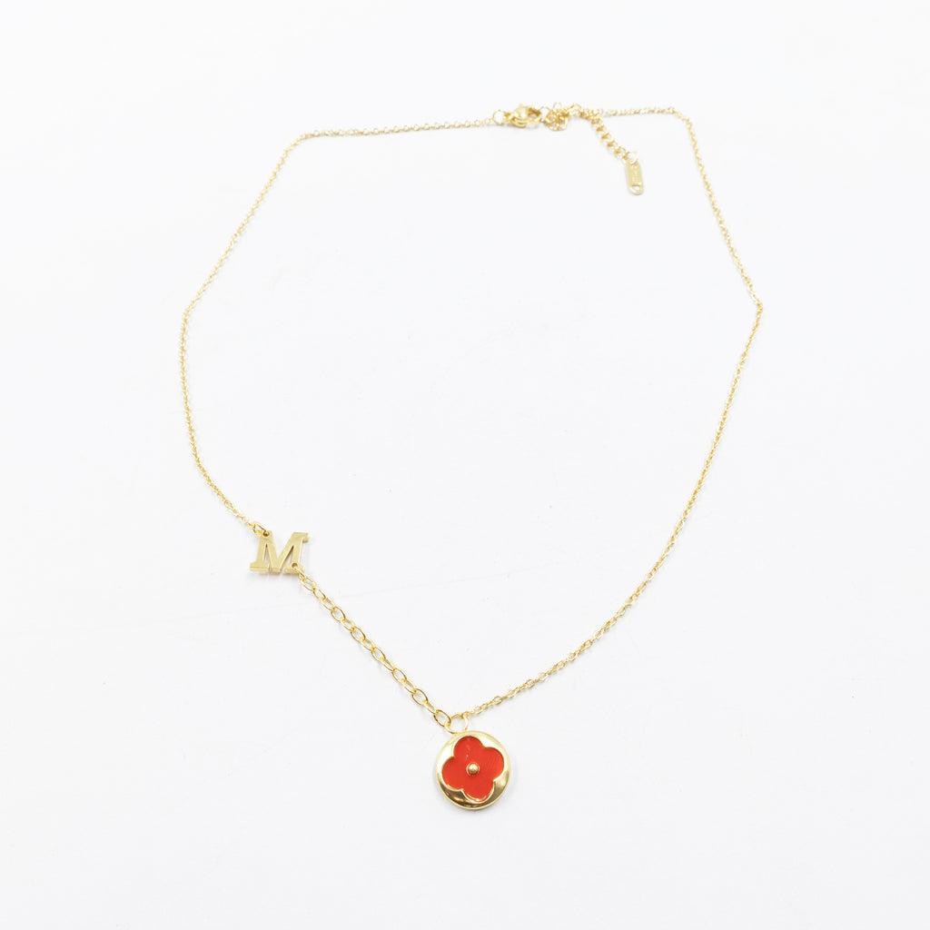 Collares Dorados con dijes de letra M,L,K y dije de Trebol M4 Oro Laminado