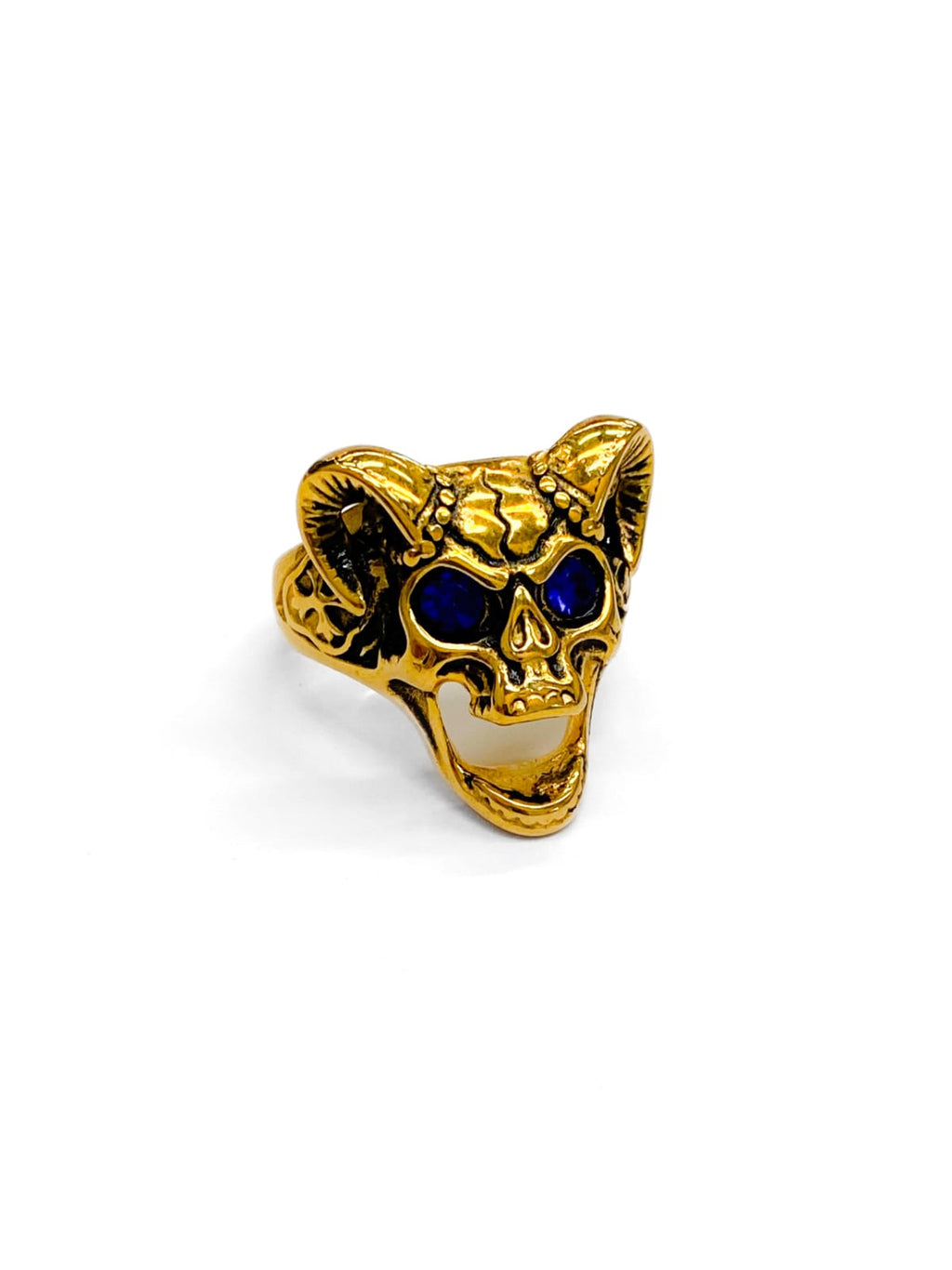 Anillo de Calaberas Dorada y Plateada Acero Inoxidable M15
