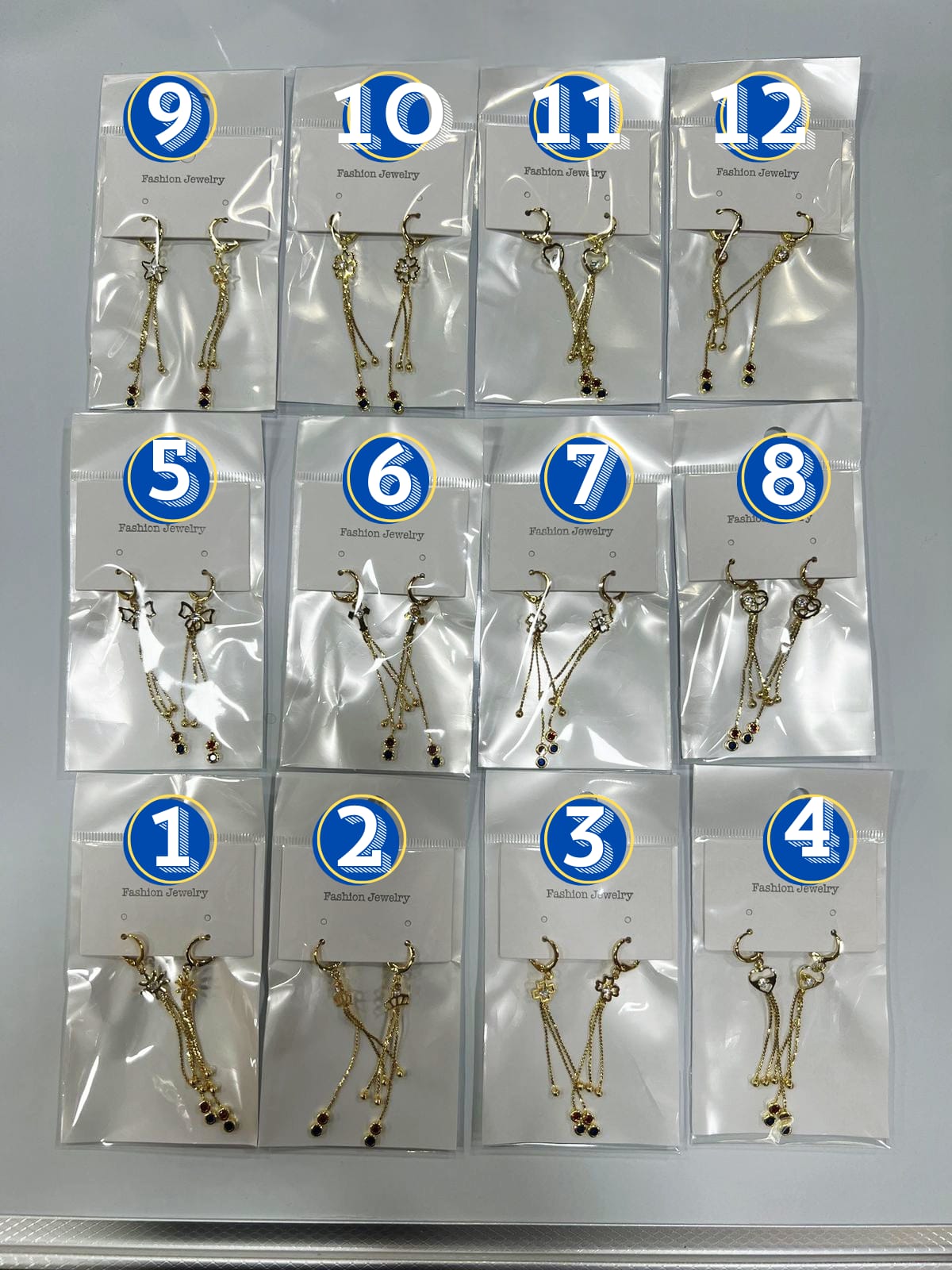 Arete Largo Tres Colores M1 Oro Laminado
