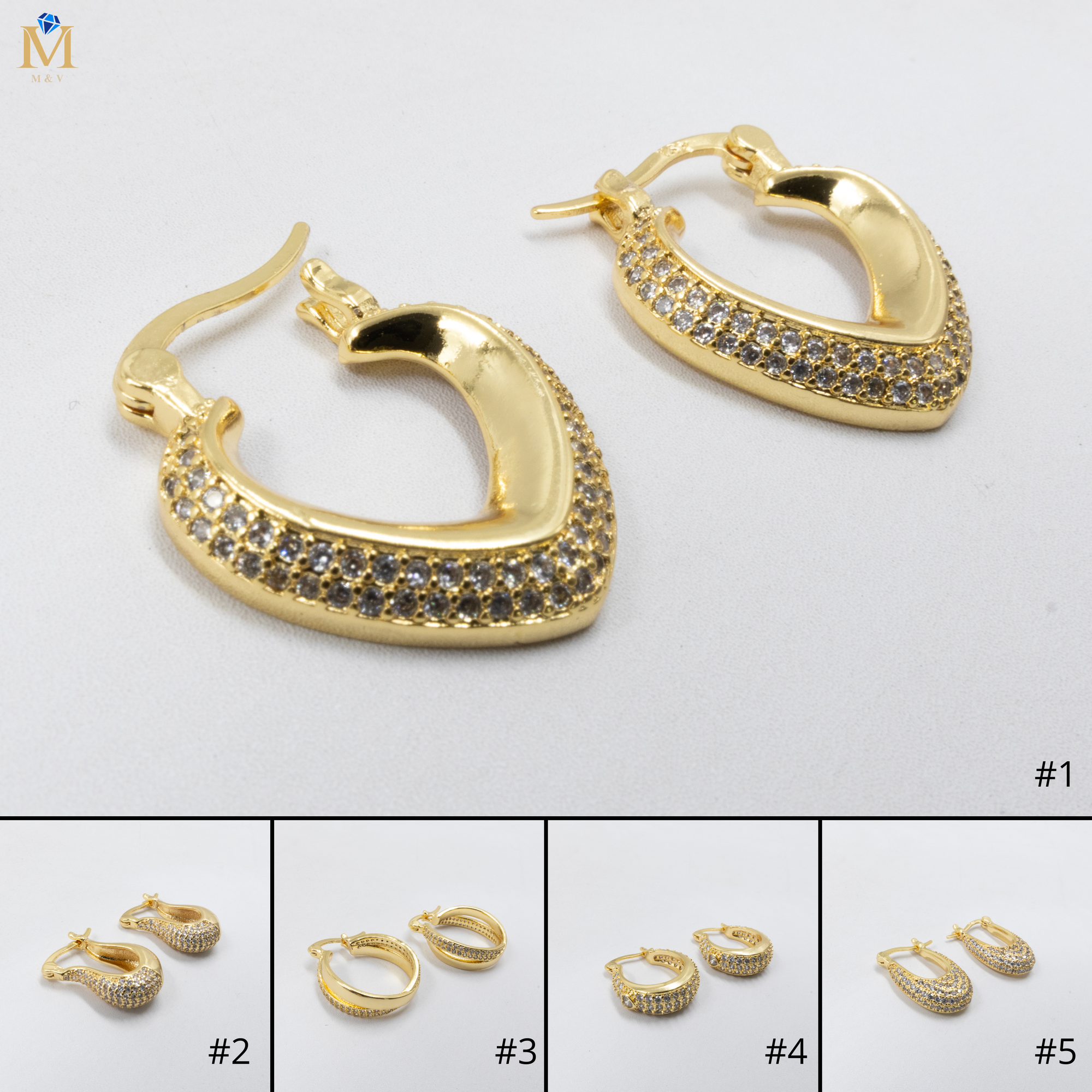 Aretes Dorados con piedras Caja 1 M1 Oro Laminado 01/06/26