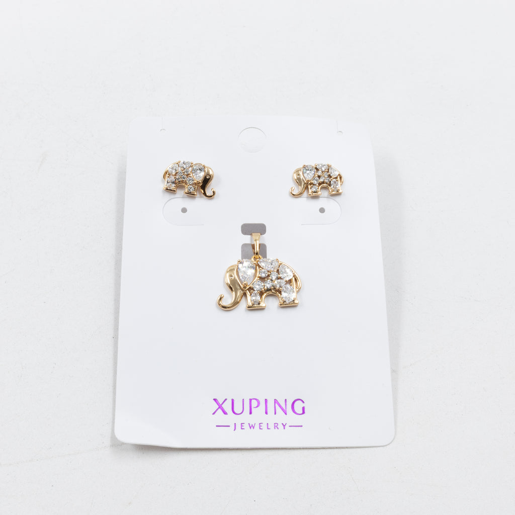 Conjunto de de Aretes y Dije M1 Oro Laminado