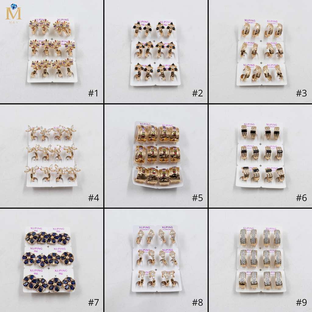 Paquete de 6 pares de Aretes Xuping Dorado M5 Oro Laminado