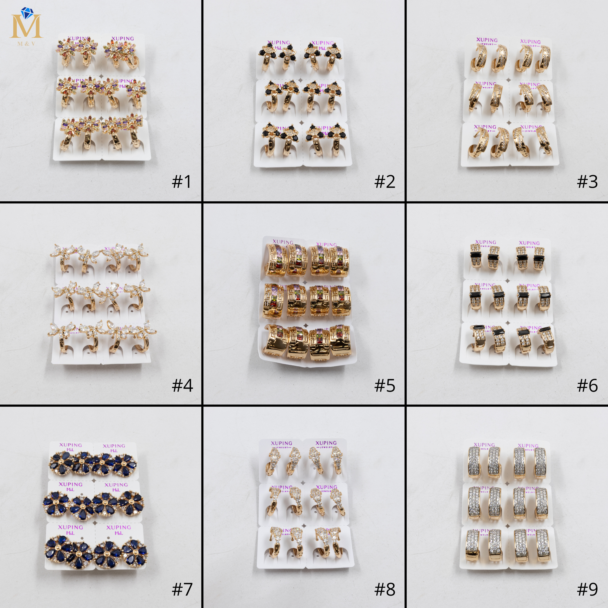 Paquete de 6 pares de Aretes Xuping Dorado M5 Oro Laminado