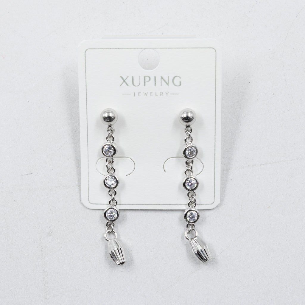 Aretes Plateados con Piedras Xuping M7 Oro Laminado