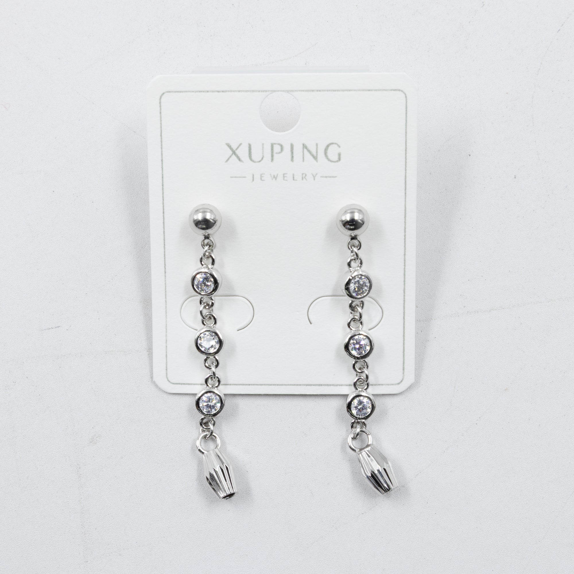 Aretes Plateados con Piedras Xuping M7 Oro Laminado