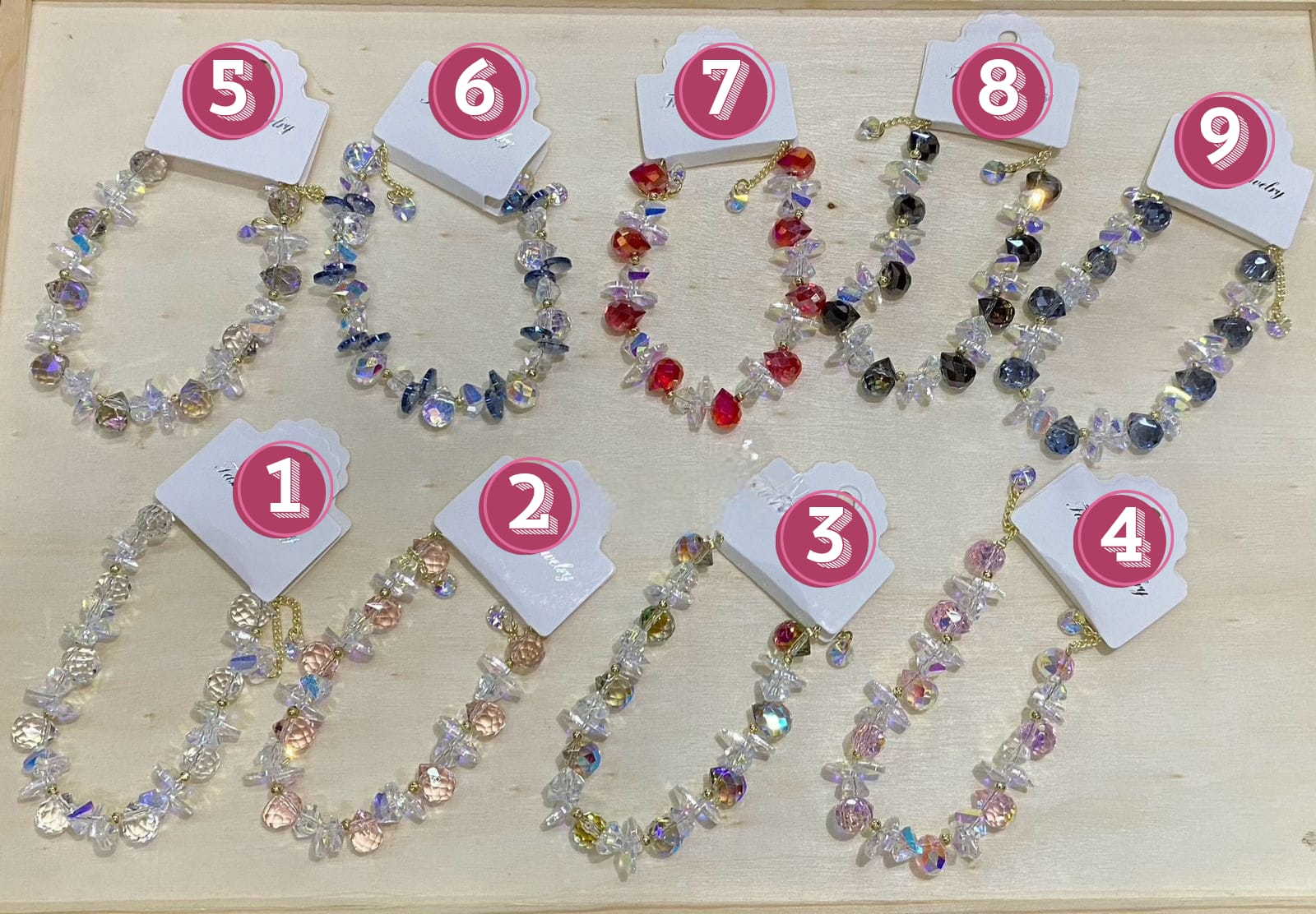 Pulsera Cuentas Cristal M2 Oro Laminado