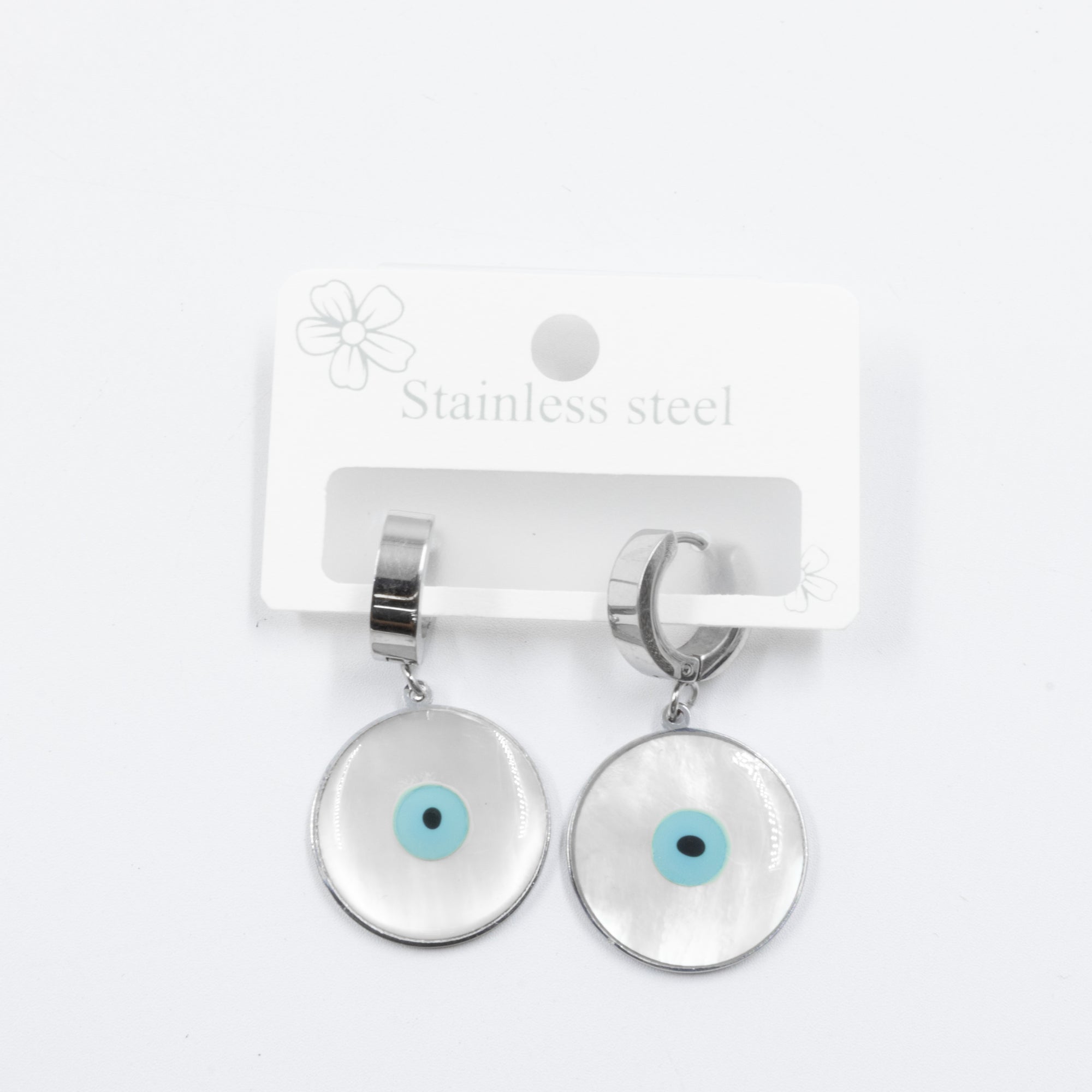 Aretes Plateados de Ojo Turco M6 Oro Laminado