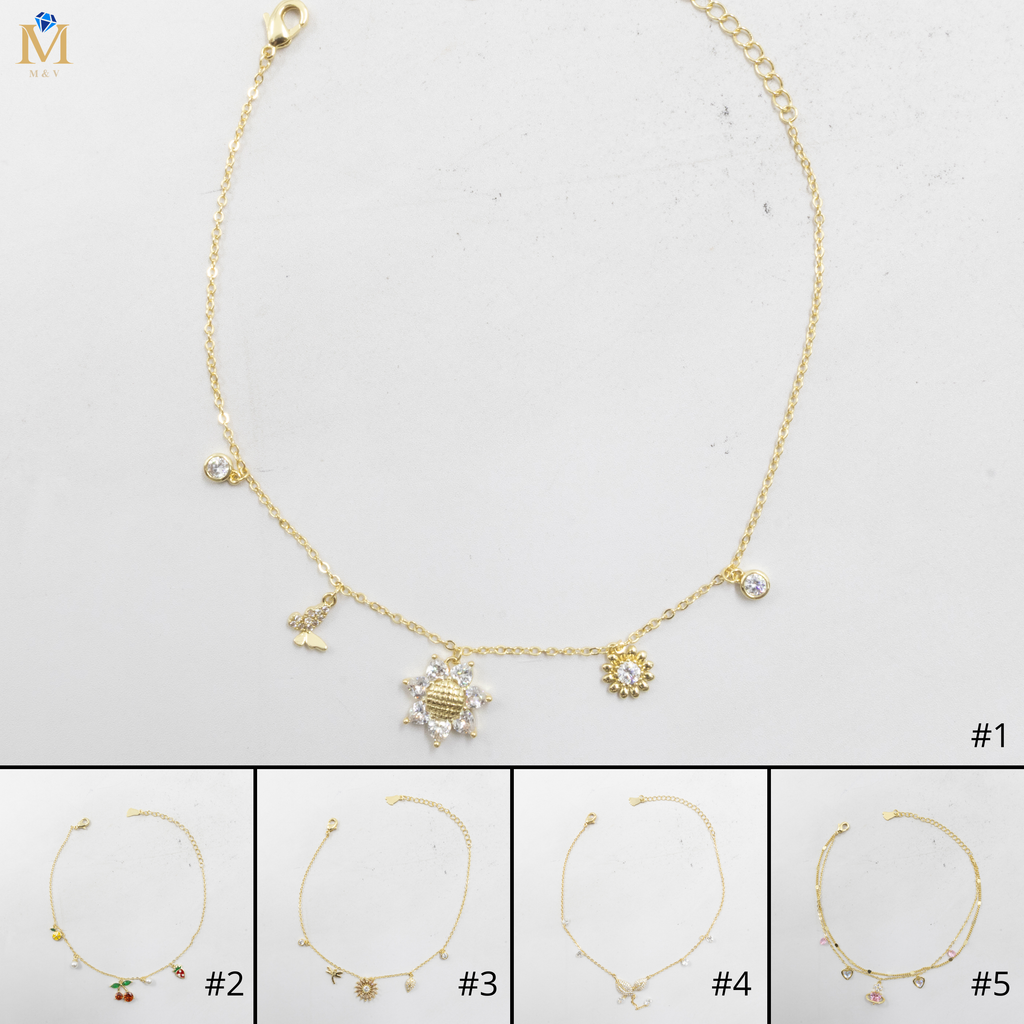 Tobilleras Doradas Ajustables M16 Oro Laminado