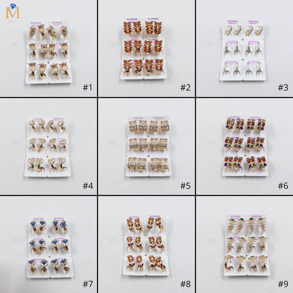 Paquete de 6 pares de Aretes Xuping Dorado M7 Oro Laminado