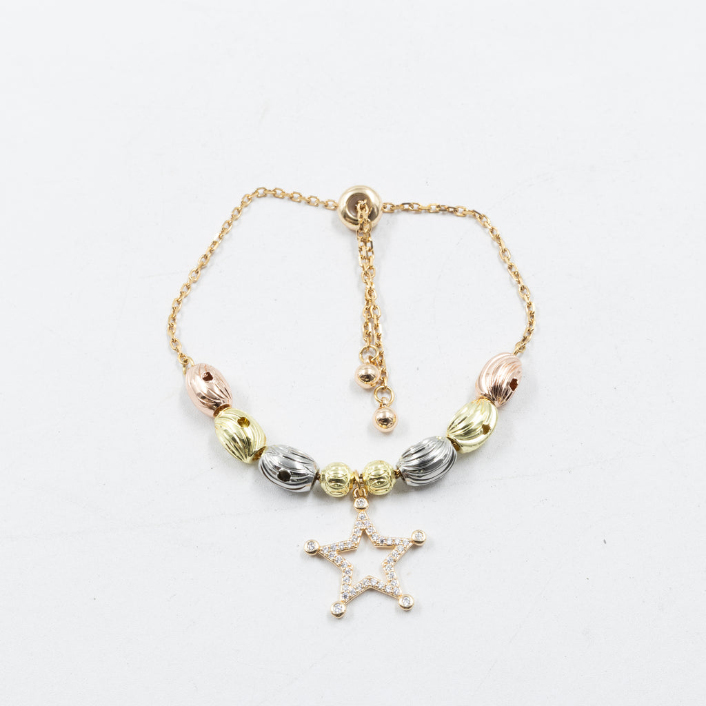 Pulsera Oro Florentino Ajustable con DIje Oro Laminado
