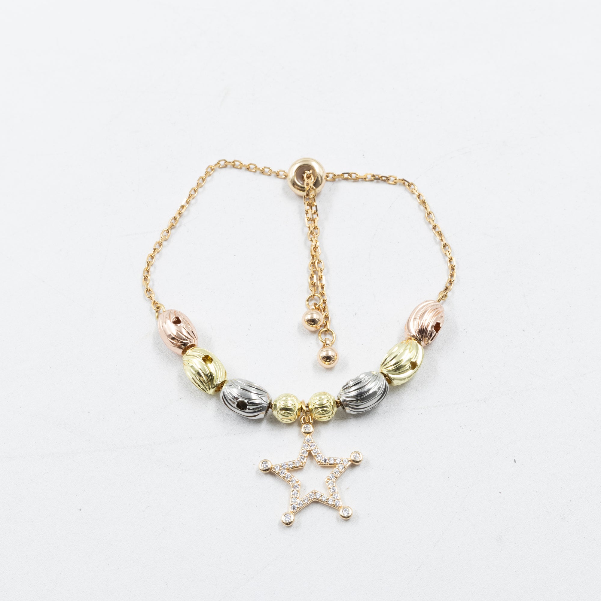 Pulsera Oro Florentino Ajustable con DIje Oro Laminado