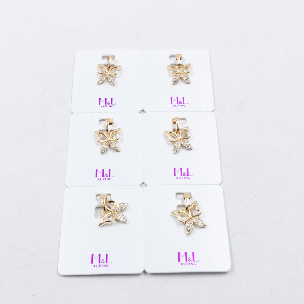 Paquete de 6 dijes con Piedras Oro Rosado  M4 Oro Laminado
