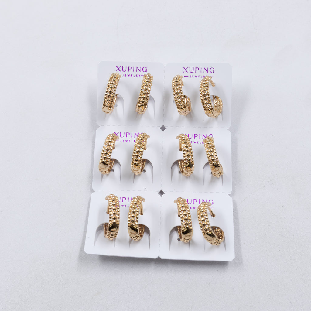 Paquete de 6 pares de Aretes Xuping Dorado M21 Oro Laminado